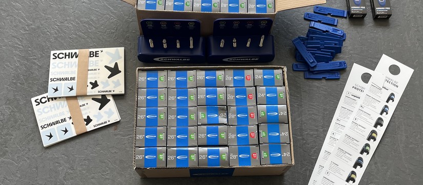 Sponsoring Paket von der Ralf Bohle GmbH mit Fahrradschläuchen