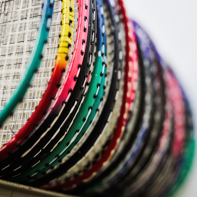 Federballschläger im Anschnitt fotografiert. (vergrößerte Bildansicht wird geöffnet)