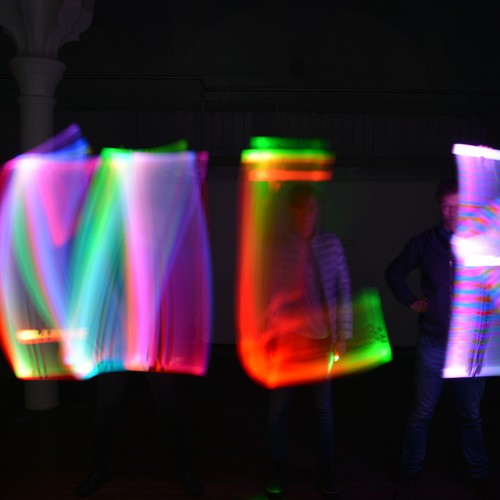 Schriftug des MLK mit Licht gemalt