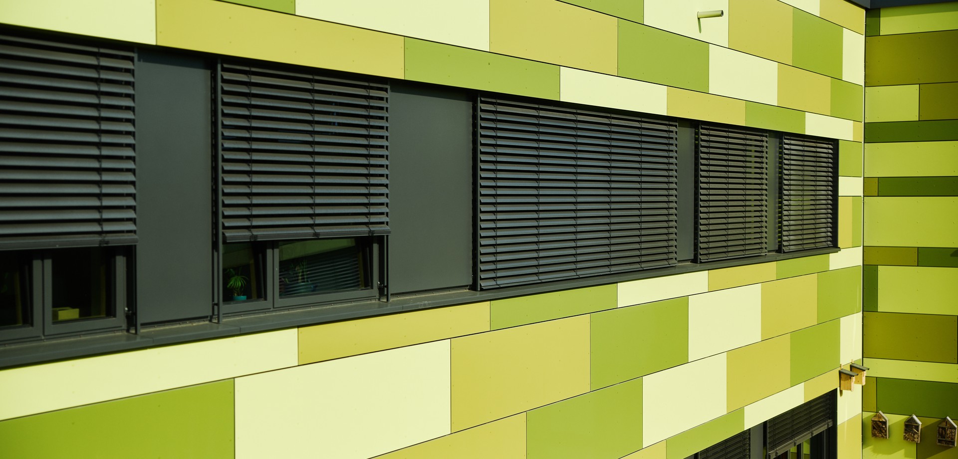 Fenster des Schulgebäude von außen fotografiert